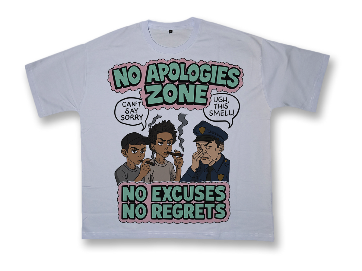 "no apologies zone" tee