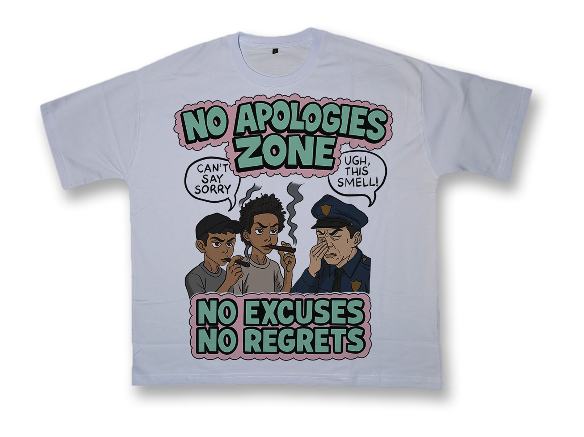 "no apologies zone" tee